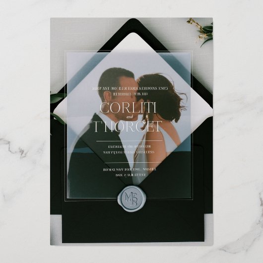 Faire-part de mariage transparent minimaliste avec (Recto)