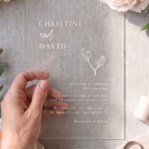 Faire-part de mariage transparent minimaliste bohè