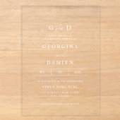 Faire-Part de Mariage Transparent Monogramme Scrip (Recto)
