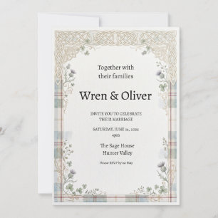 Faire-part de mariage trèfle chardon irlandais éco