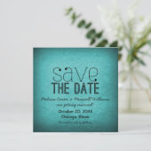 Faire-part de mariage Trendy Grunge teal (Debout devant)