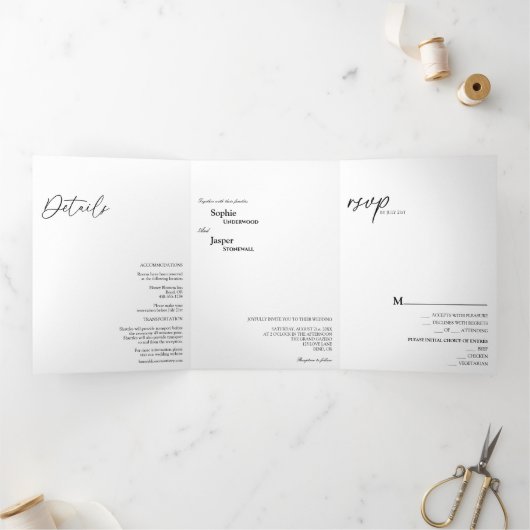 Faire-part de mariage Tri-Fold classique moderne (Intérieur)