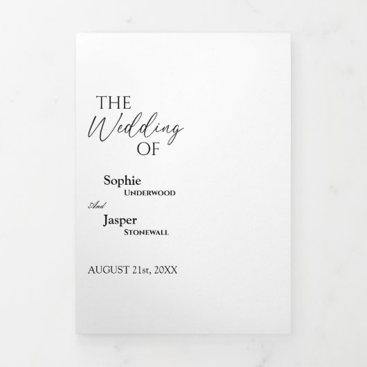 Faire-part de mariage Tri-Fold classique moderne (Page de couverture)