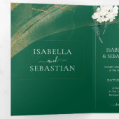 Faire-part de mariage tri-pli Boho Emerald Rose (Intérieur en premier)