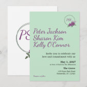 Faire-part de mariage triade à couronne florale (Devant / Derrière)