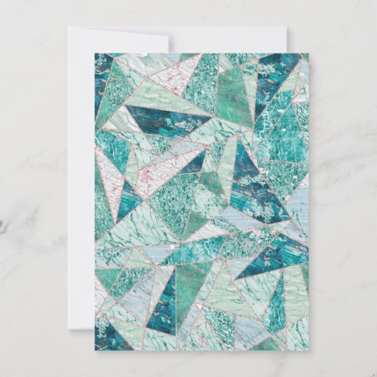 Faire-part de mariage triangles en marbre turquois (Dos)