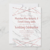 Faire-part de mariage triangulaire Rose Marbre bla (Devant)