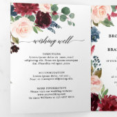 Faire-part de mariage Trifold Rouge Bourgogne Navy (Intérieur en premier)