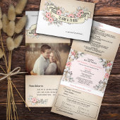Faire-part de mariage Trifold Ruban Floral avec RS