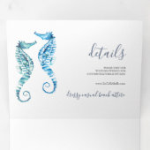 Faire-part de mariage triplé côtier de Seahorse (Intérieur en premier)