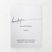 Faire-part de mariage triplé élégant personnalisé (Page de couverture)