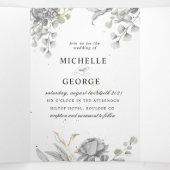 faire-part de mariage triplé floral argent dramati (Intérieur au milieu)