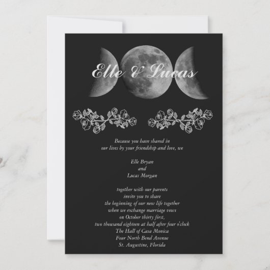 Faire-part de mariage triple lune (Devant)