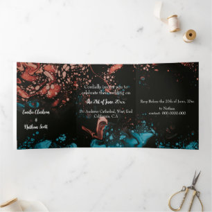 Faire-part de mariage triplé personnalisé (noir)
