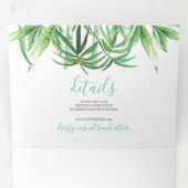 Faire-part de mariage triplé vert tropical (Intérieur en premier)