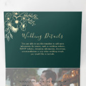 Faire-part de mariage triptyque 3 en 1 vert émerau (Intérieur en premier)