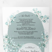 Faire-part de mariage triptyque à arche en eucalyp (Intérieur en premier)