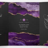 Faire-part de mariage triptyque agate or et violet (Intérieur au milieu)