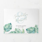 Faire-part de mariage triptyque côtier tropical. (Page de couverture)