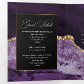 Faire-part de mariage triptyque en agate or et vio (Intérieur en premier)