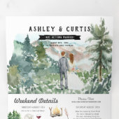 Faire-part de mariage triptyque en montagne rustiq (Intérieur en premier)