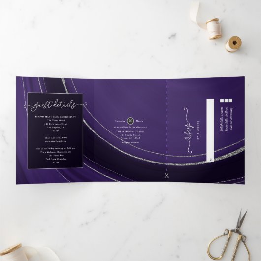 Faire-part de mariage triptyque en pierre d'agate (Intérieur)