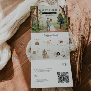 Faire-part de mariage triptyque montagnard automna