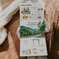 Faire-part de mariage triptyque Montagne aquarelle