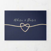 Faire-part de mariage triptyque or rose et marine (Page de couverture)