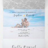 Faire-part de mariage triptyque photo de plage (Intérieur au milieu)