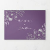 Faire-Part de Mariage Triptyque Photo Violet (Page de couverture)