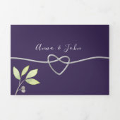 Faire-part de mariage triptyque photo violet (Page de couverture)