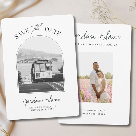 Faire-part de mariage Trolley noir et blanc de San