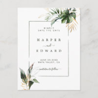 Faire-Part de Mariage Tropical à Aquarelle avec Fe