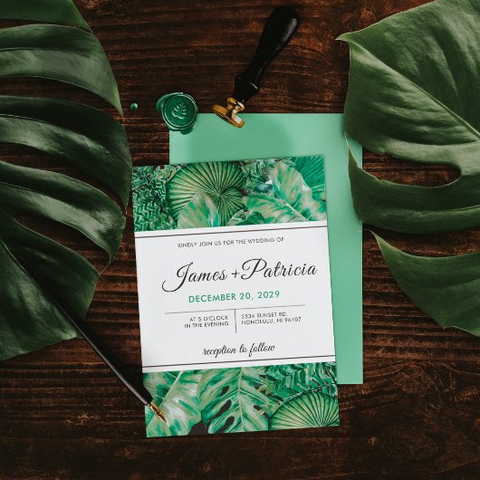 Faire-part de mariage tropical à conserver 
