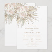 Faire-part de mariage tropical à l'aquarelle Boho (Devant / Derrière)