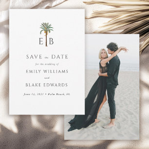 Faire-part de mariage tropical avec monogramme Log