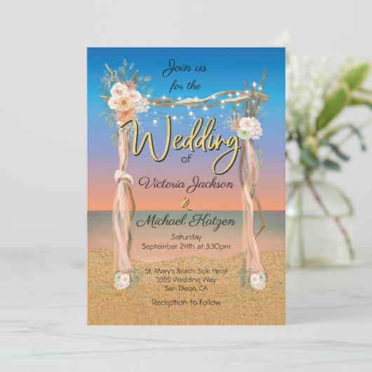 Faire-part de mariage Tropical Beach Arbour (Debout devant)