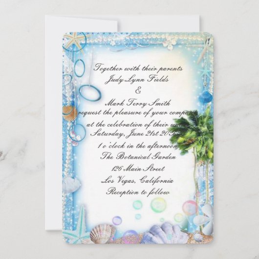 Faire-part de mariage Tropical Beach Seashell (Devant)