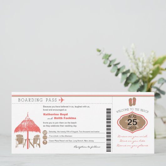Faire-part de mariage tropical de carte (Debout devant)