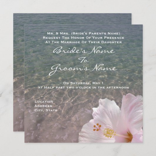 Faire-part de mariage tropical de destination de (Devant / Derrière)