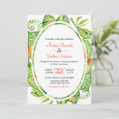 Faire-part de mariage Tropical Feuille de palme (Debout devant)