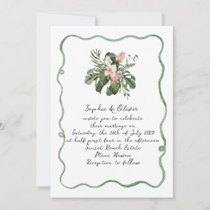 Faire-part de mariage tropical moderne organique