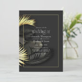 Faire-part de mariage tropical noir et or (Debout devant)