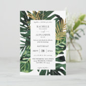 Faire-part de mariage Tropical Palm Leaf Gold 1B (Debout devant)