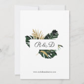 Faire-part de mariage Tropical Palm Leaf Gold 1B (Dos)