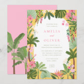 Faire-part de mariage tropical peint (Devant / Derrière)