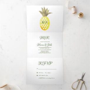 Faire-part de mariage tropical Pinas Pineapple Aqu
