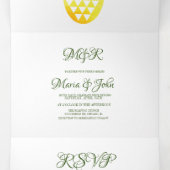 Faire-part de mariage tropical Pinas Pineapple Aqu (Intérieur au milieu)