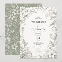 Faire-part de mariage tropical Plumeria de Bali
